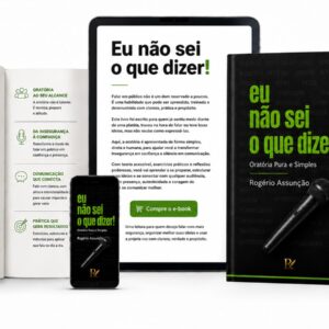 Mockup do livro Eu não sei o que dizer, de Rogério Assunção, em versão impressa, e-book e aplicativo